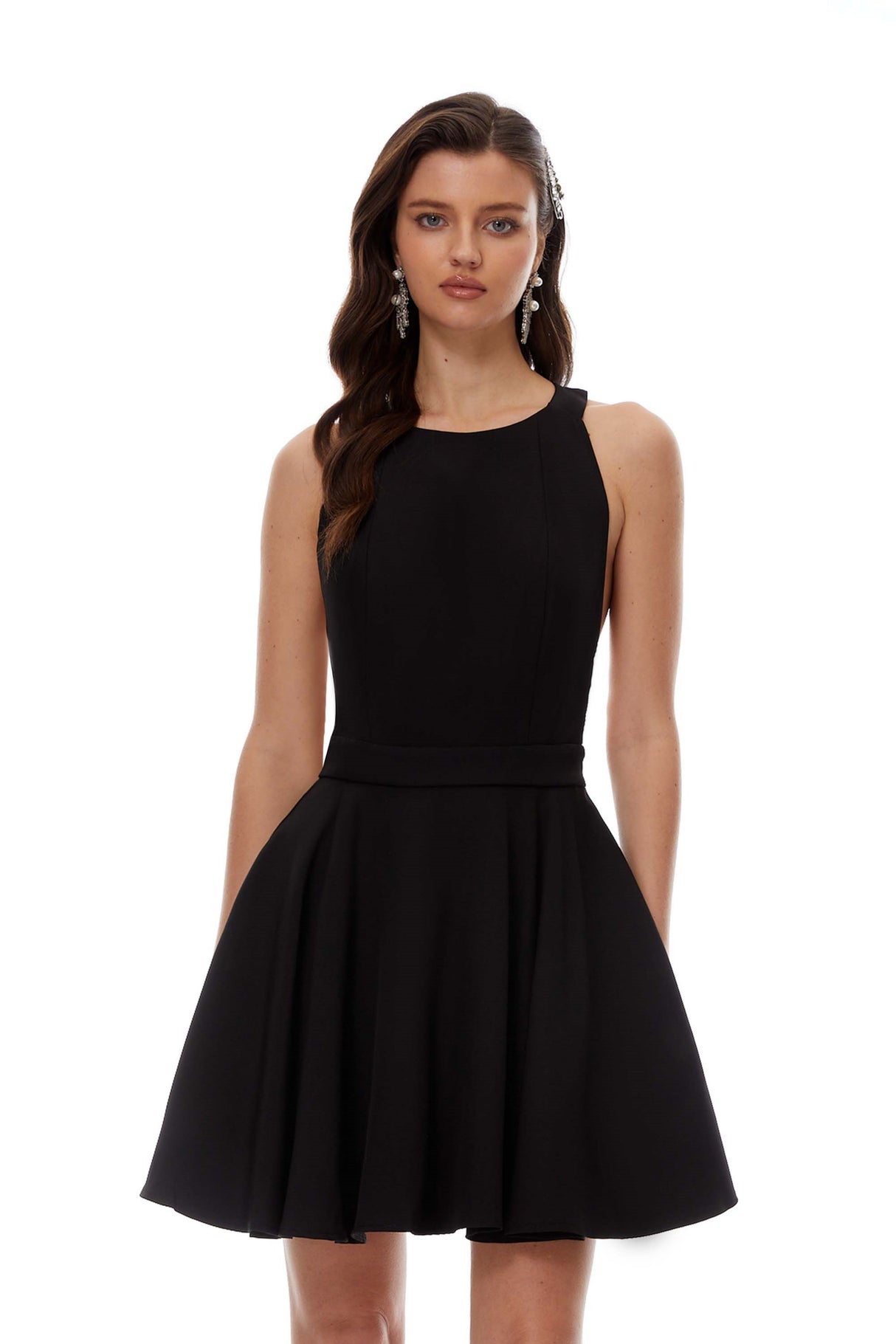 Aurohaya Tova Black Open Back Mini Dress