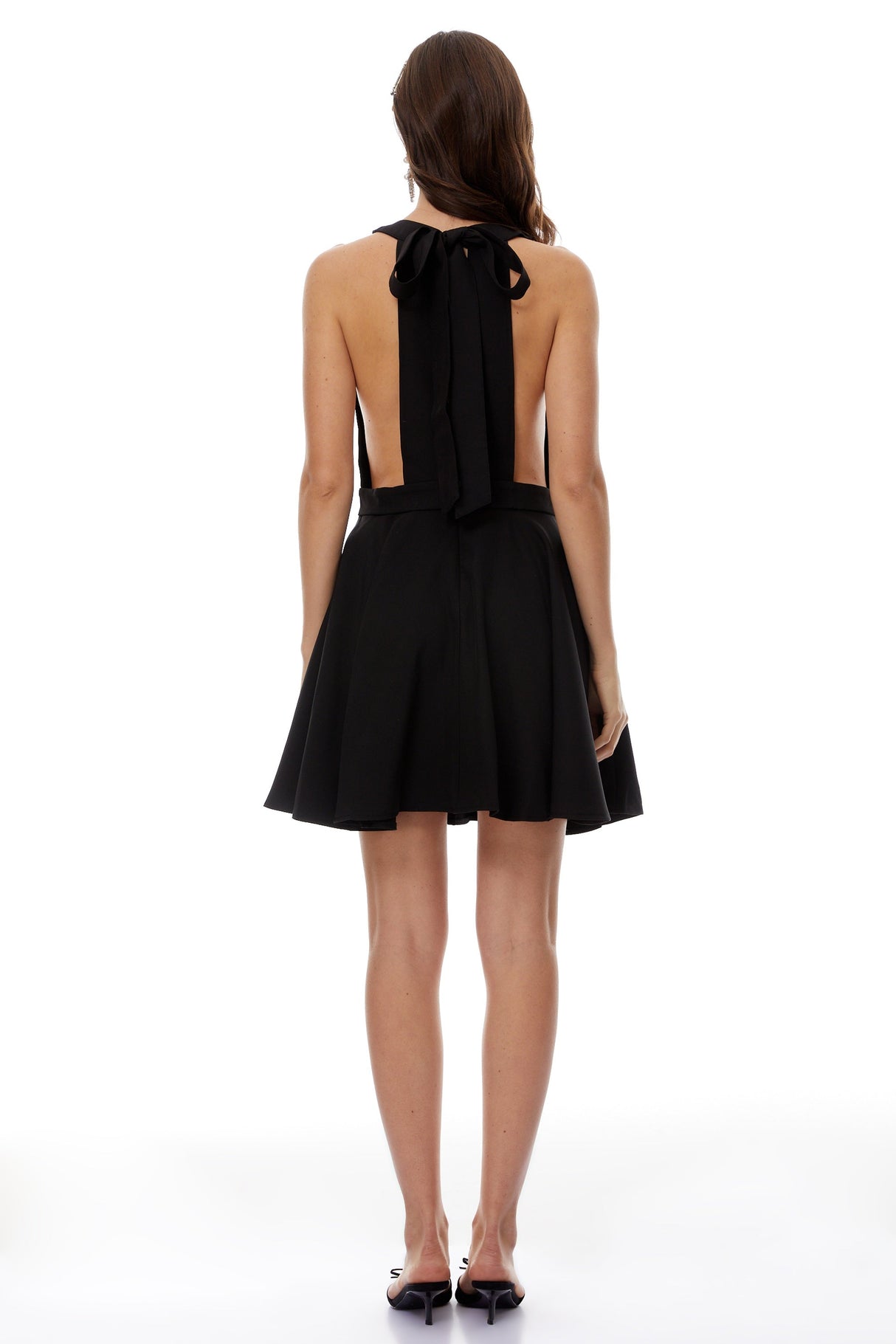 Aurohaya Tova Black Open Back Mini Dress
