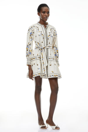 Aurohaya Tove White Floral Embroidered Mini Dress