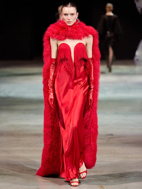 Aurohaya Colombe Strapless Tassel Maxi Dress