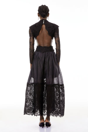 Aurohaya Vanessa Black Sheer Lace Maxi Dress