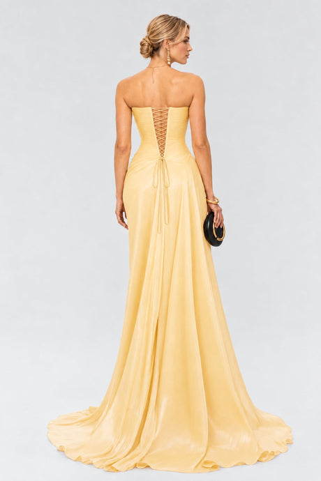 Vanessa Strapless Corset Ruched Maxi Dress - Yellow_-_selmori.com_-_02