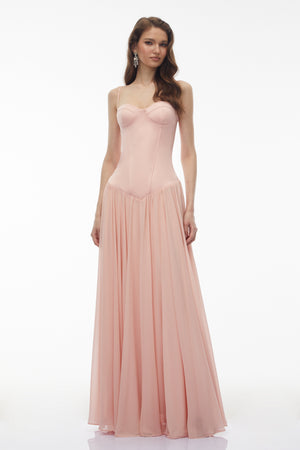 Aurohaya Vasylyna Pink Sweetheart Pleated Maxi Dress