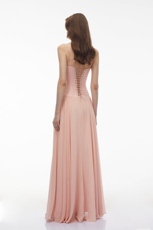 Aurohaya Vasylyna Pink Sweetheart Pleated Maxi Dress