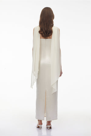 Aurohaya Vivienne White Off Shoulder Sequin Maxi Dress