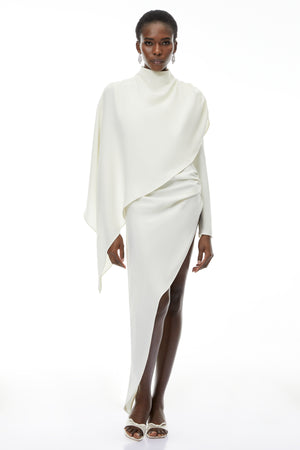 Aurohaya Vuyiswa White Asymmetrical Cape Top