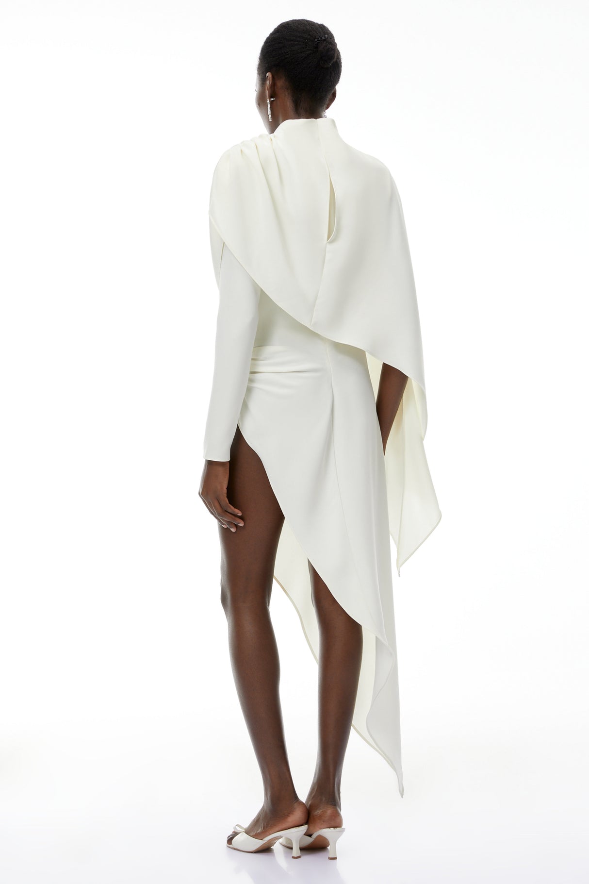 Aurohaya Vuyiswa White Asymmetrical Cape Top