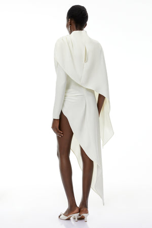 Aurohaya Vuyiswa White Asymmetrical Cape Top