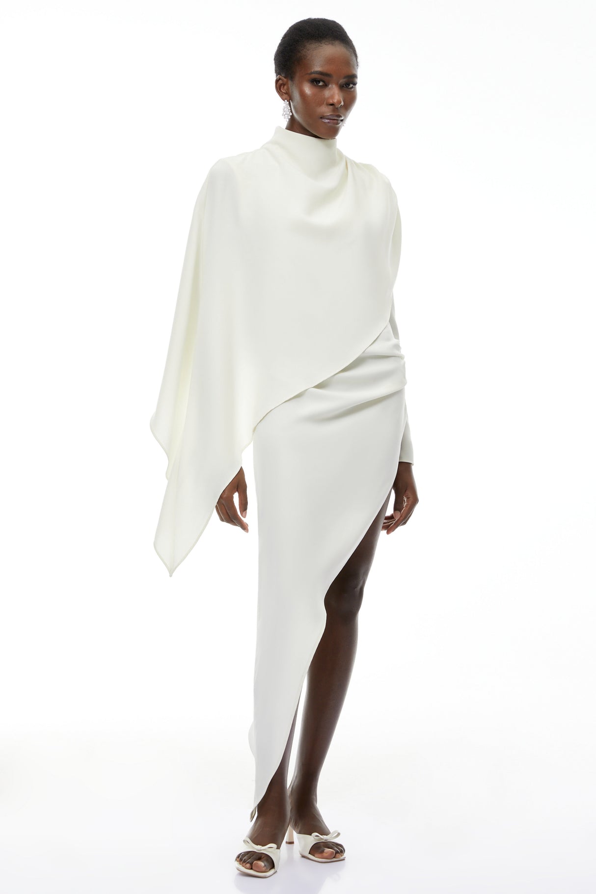 Aurohaya Vuyiswa White Asymmetrical Cape Top