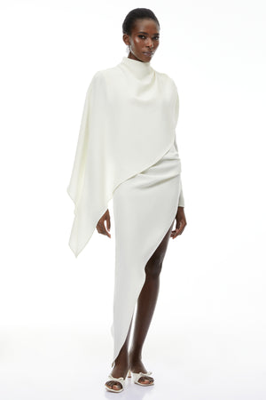 Aurohaya Vuyiswa White Asymmetrical Cape Top