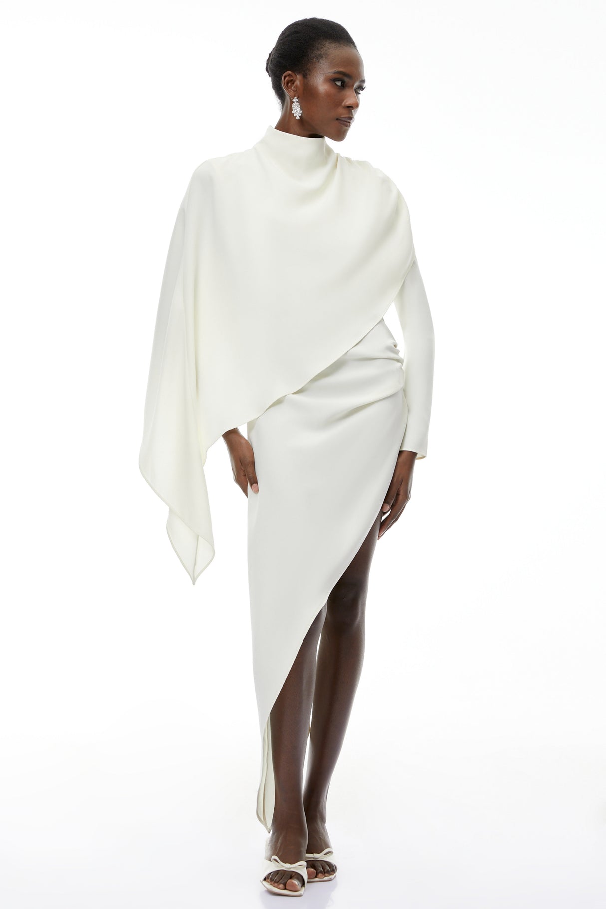 Aurohaya Vuyiswa White Asymmetrical Cape Top