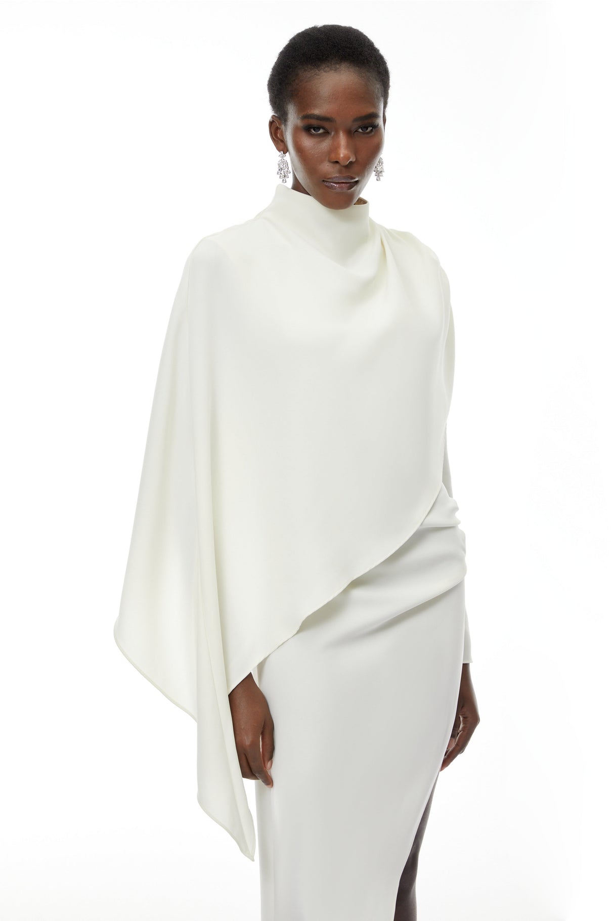 Aurohaya Vuyiswa White Asymmetrical Cape Top