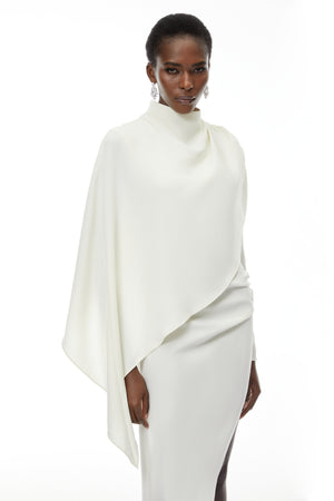Aurohaya Vuyiswa White Asymmetrical Cape Top
