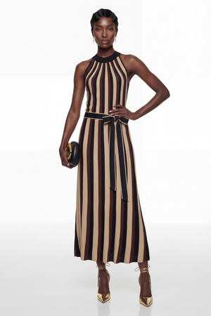 Aurohaya Wendy Brown Color Block Maxi Dress