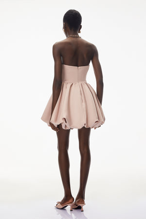Aurohaya Willow Pink Off Shoulder Mini Dress with 3D Petals