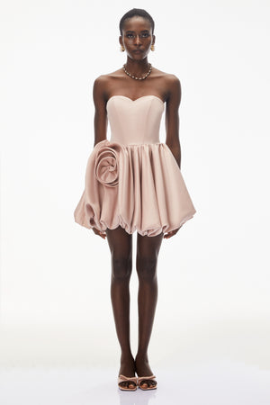 Aurohaya Willow Pink Off Shoulder Mini Dress with 3D Petals