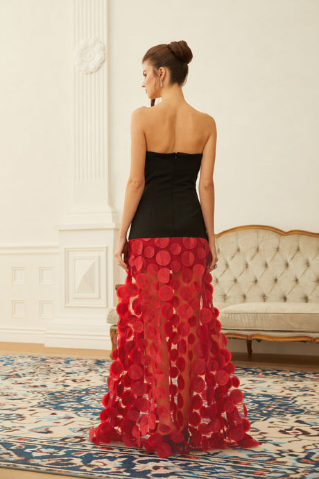 Aurohaya Xénia Two Tone 3D Polka Dot Maxi Dress