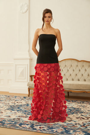 Aurohaya Xénia Two Tone 3D Polka Dot Maxi Dress