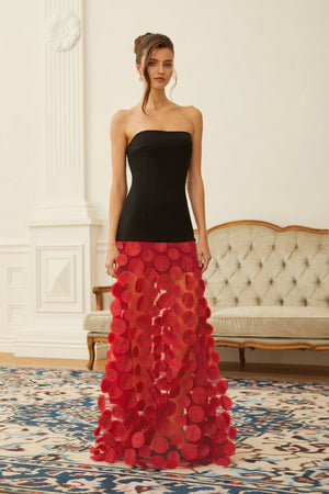 Aurohaya Xénia Two Tone 3D Polka Dot Maxi Dress