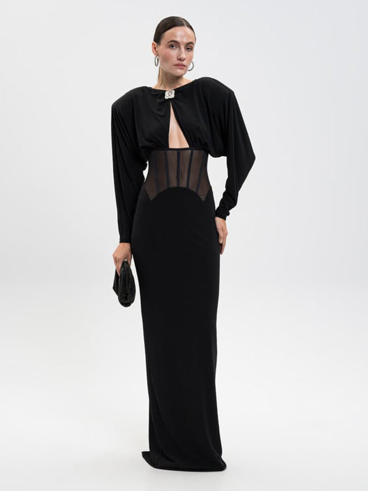 Aurohaya Raphaëlle Diamond Mesh Maxi Dress