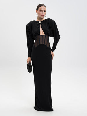 Aurohaya Raphaëlle Diamond Mesh Maxi Dress