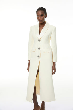 Aurohaya Yvonne Neutrals Crystal-buttoned Coat