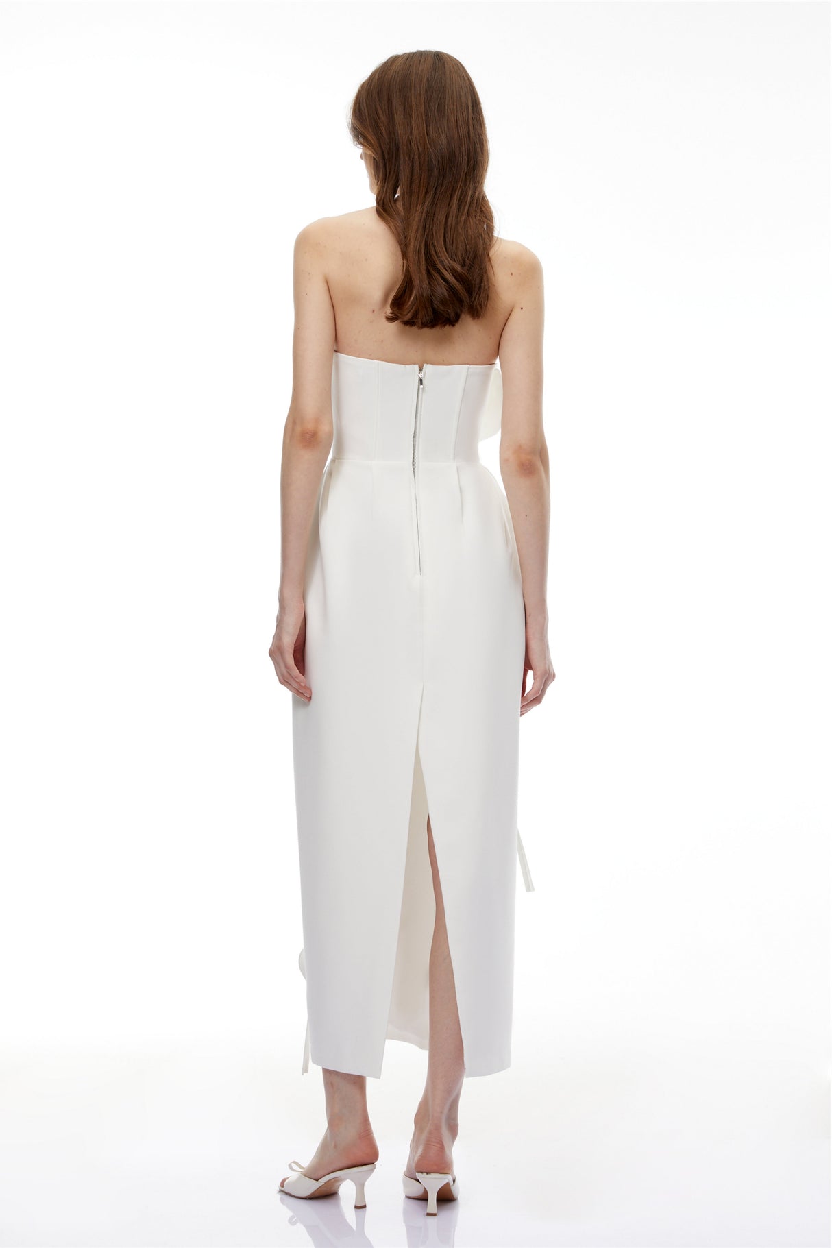 Aurohaya Zadie White Maxi Dress with 3D Petals