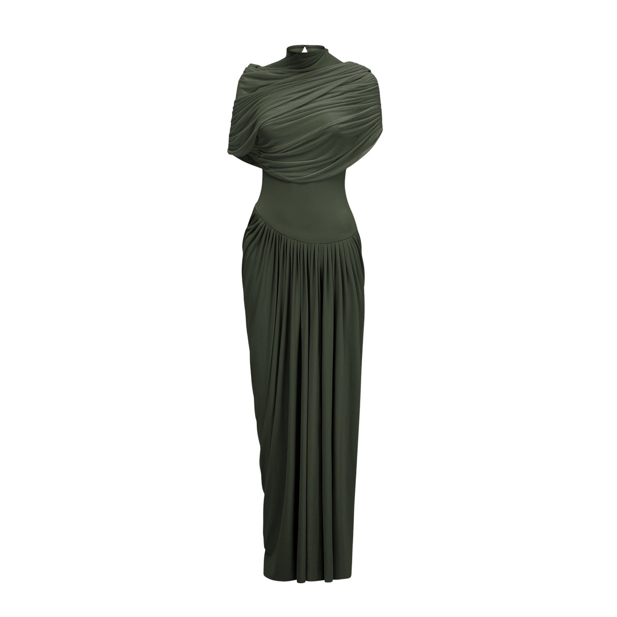Aurohaya Catherine asymmetrical pleated maxi dress in Green
