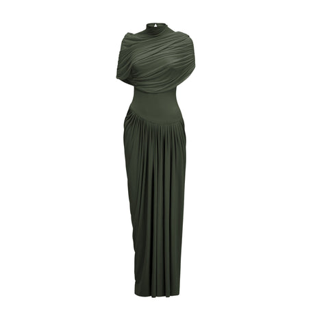 Aurohaya Catherine asymmetrical pleated maxi dress in Green