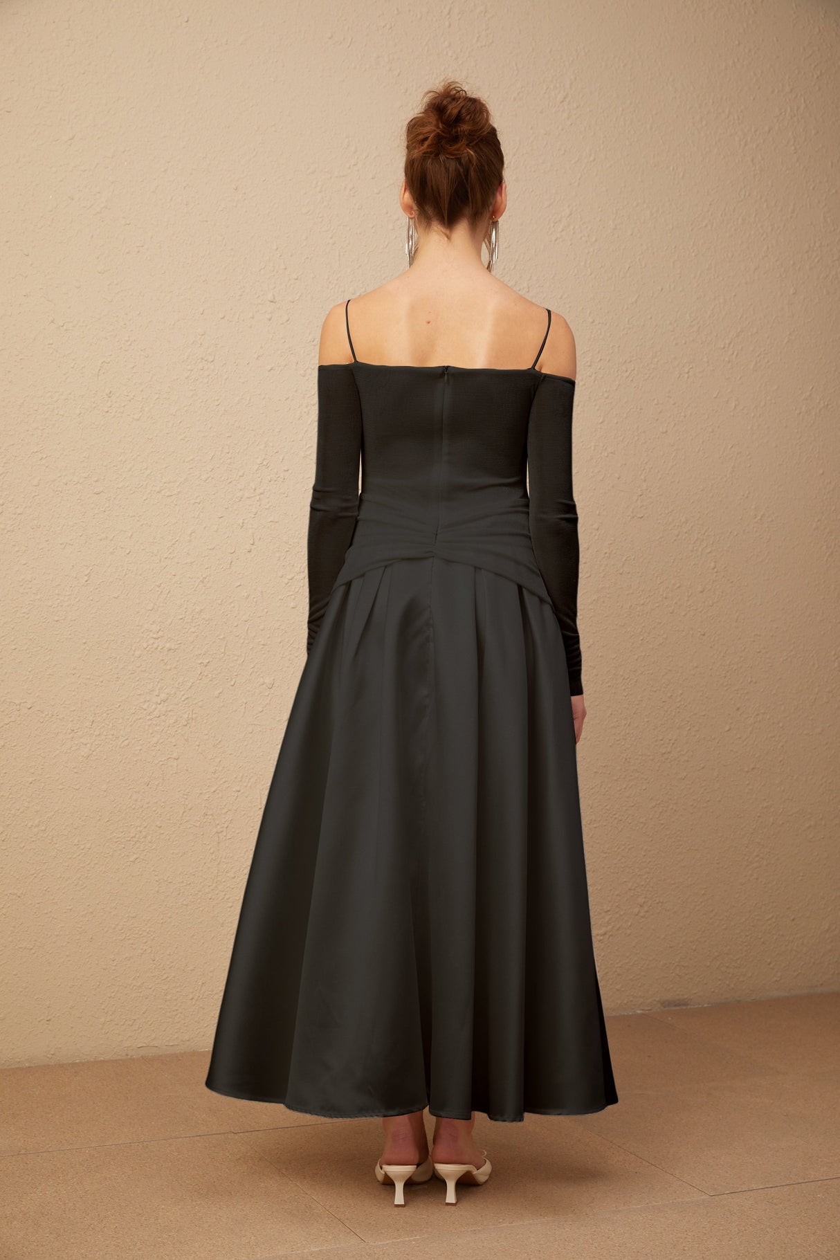 Aurohaya Nadine off-shoulder panelled maxi dress in Black