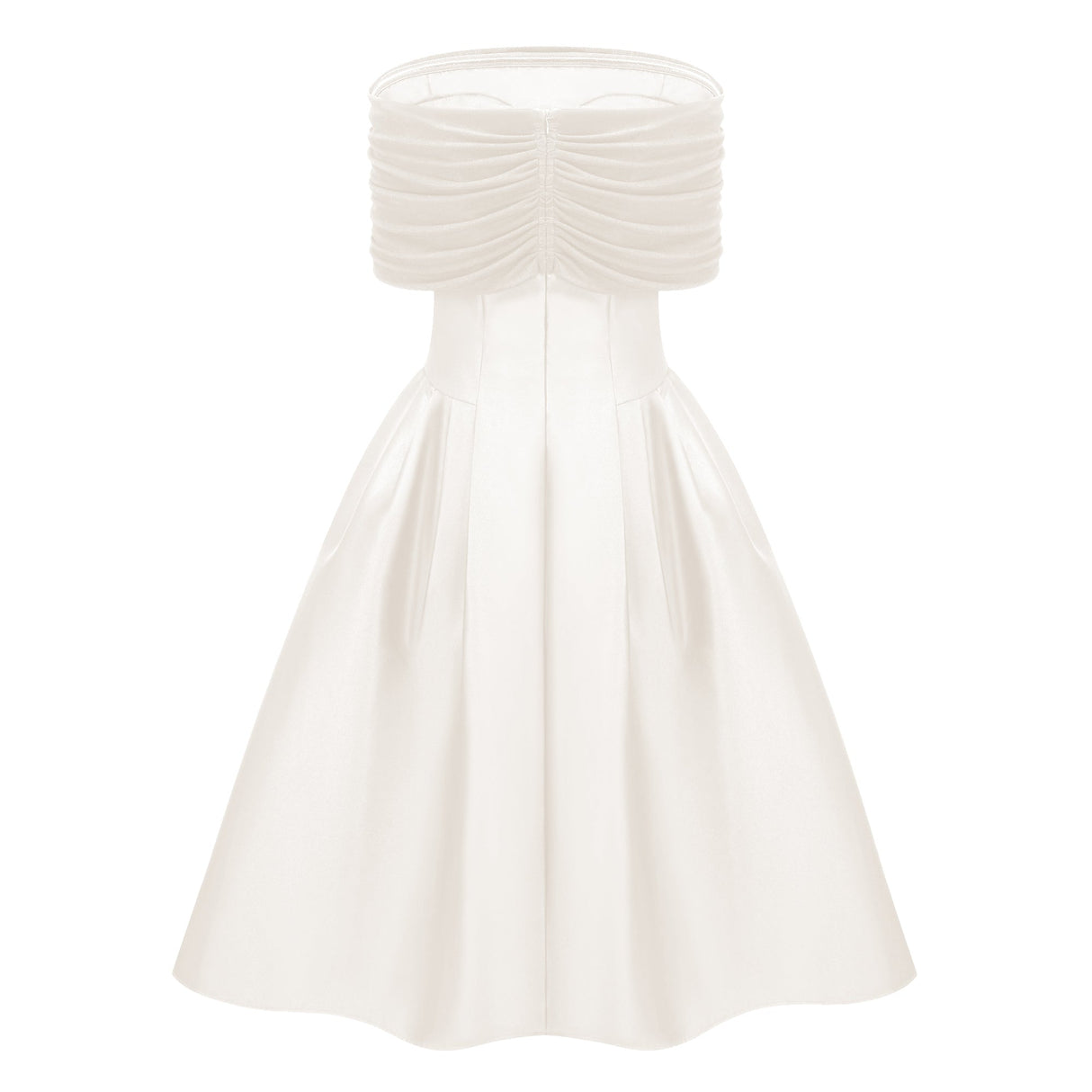 Aurohaya Ainara White Off Shoulder Polished Midi Dress