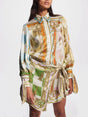 Aurohaya Unique Printed Irregular Knotted Mini Dress Multicolor