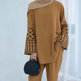 Elegant Brown Djellaba & Abaya 2-Piece Set