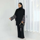 Elegant Black Djellaba & Abaya 2-Piece Set