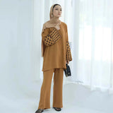 Elegant Brown Djellaba & Abaya 2-Piece Set