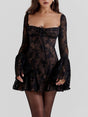 Aurohaya Black Lace Corset Dress Black