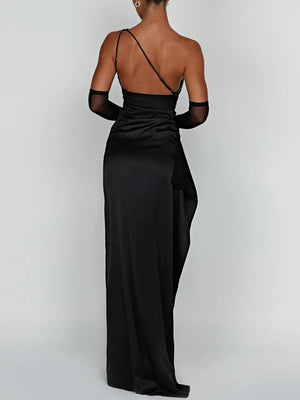 Aurohaya Satin Slit Maxi Dress