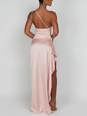 Aurohaya Satin Slit Maxi Dress