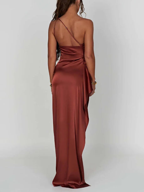 Aurohaya Satin Slit Maxi Dress