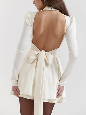 Aurohaya Ivory Bow Mini Dress