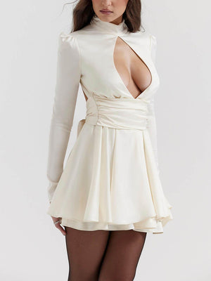 Aurohaya Ivory Bow Mini Dress