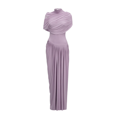 Aurohaya Catherine asymmetrical pleated maxi dress in Purple