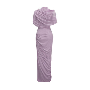 Aurohaya Catherine asymmetrical pleated maxi dress in Purple