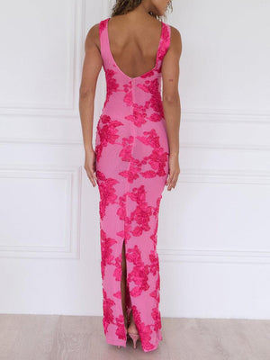 Aurohaya Elegant And Exquisite Floral Hip-hugging Maxi Dress