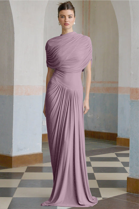 Aurohaya Catherine asymmetrical pleated maxi dress in Purple