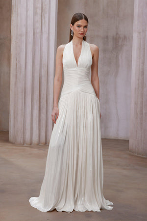 Aurohaya Verdelune Gathered Maxi Dress