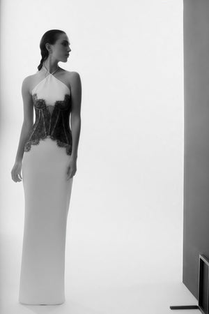 Aurohaya Mirabeau White Cut-out Lace Maxi Dress