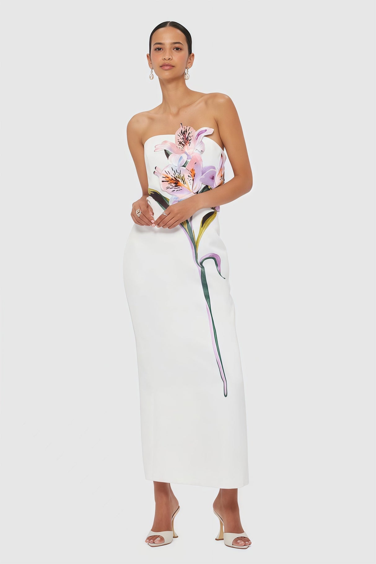 Aurohaya Automne White Floral Embroidered Maxi Dress