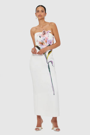 Aurohaya Automne White Floral Embroidered Maxi Dress