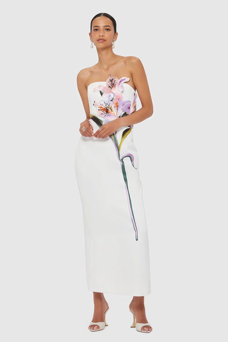 Aurohaya Automne White Floral Embroidered Maxi Dress